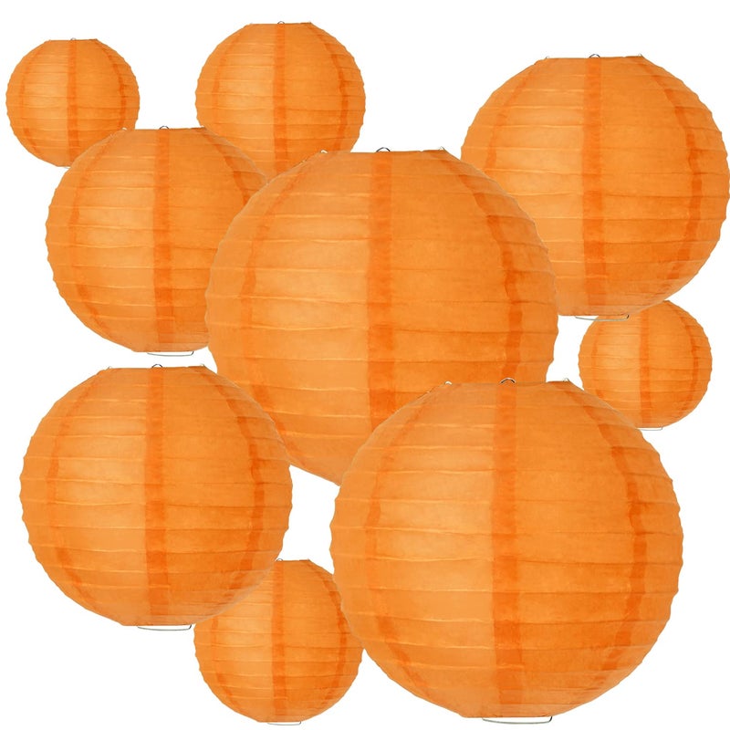 BEISHIDA Orange Round Paper Lanterns Decorative Hanging Asia Chinese Japanese Paper Lanterns Lamp for Birthday Wedding Halloween Baby Bridal Shower Fall Home Decor Party Decorationï¼ˆ10 Packsï¼‰ - Image 1